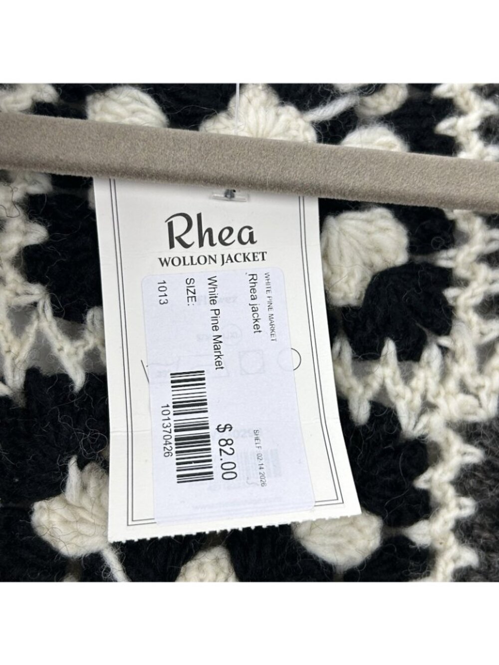 Rhea Wollon Jacket 100% Wool Cardigan L/XL Open Front Collared Crochet Flowers - Picture 8 of 16